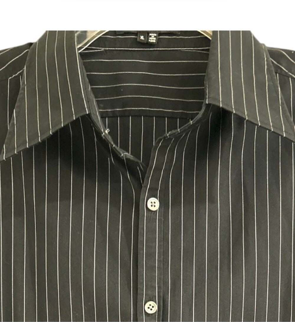 Theory mens klaus black and white striped button front shirt us size xl, - Picture 4 of 9